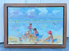 Les Enfants à la plage Tableau moderne Néo-impressionniste Belle qualité Gérard