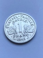 1 Pièce 1 Franc Bazor 1943 TB Etoiles visibles