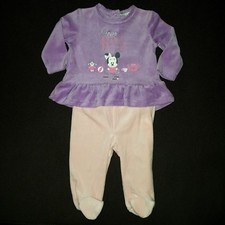 DISNEY pyjama grenouillère bébé 2 pièces MINNIE rose violet 3 6 9 ou 12 mois 