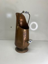 Seau à charbon en cuivre et poigne en céramique laiton 2-3 légèr fissure sur bas