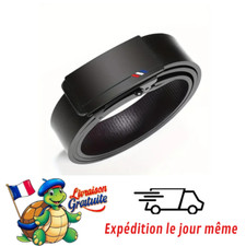 Ceinture Habillée en Cuir PU Noir homme Boucle Automatique Sans Dents, Élégante