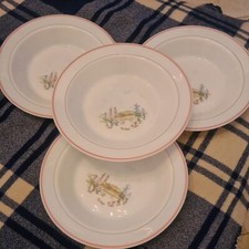 LOT DE 4 ASSIETTES CREUSE decor campagnard arbre jardin ARCOPAL ARC FRANCE 