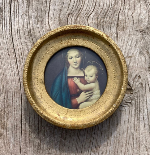 Petit cadre rond la madone - :,