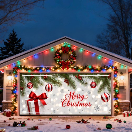 Christmas garage door decor - christmas,