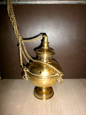 Ancien Encensoir Religieux/MESSE/CUIVRE/EGLISE/H.114cm/pretre/no Chasuble Aube