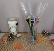 6 Flûtes à champagne sans pied + vase