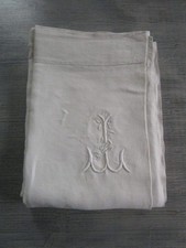 Drap ancien en coton:310x210cm retour broderie de jours/monogrammé