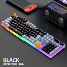 Raiku K26 Rainbow  Clavier filaire mécanique QWERTY clavier lumineux à trois ton