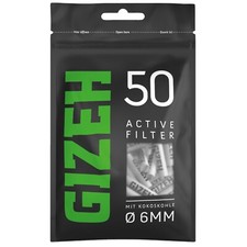 GIZEH Noir 50 Active filter Charbon Actif 6mm Blunt Nombre de Pièces au Choix