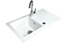 Evier encastrable céramique lingot xs1cuve+égouttoir blanc