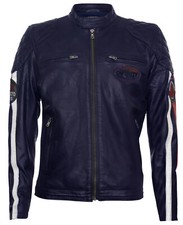 Veste De Moto En Cuir Marine