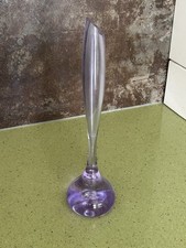 Vase soliflore verre Soufflé violet corps renflé pied boule 26 cm