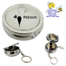 cendrier de poche porte clé chat personnalisable avec prénom au choix réf 05