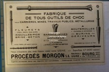 Outils de choc barres Bouterolles Fleurets PROCEDES MORGON BOURG publicité 1930