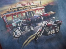 the Mountain blue Route 66 Diner Motorcycles Hot Rods XL t shirt