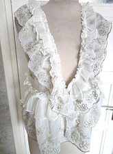 HAUT VOILE BLANC AVEC BRODERIES ARGENT+VOLANTS ROSA&ROSE TAILLE 3 NEUF