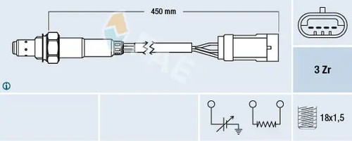 Sonde lambda 77222 - fae, pour