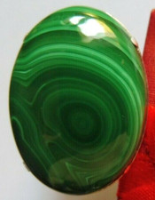 Bague en Malachite véritable-26 x 19 mm- réglable 52-56-35.Cts-Argent massif