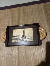 Plateau De Service Peint à La Main Deco 1930 Signé M.L Erard 