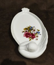 Vintage Limoge Potterie Cygne Canard Ovale Assiette  Plat Foie Gras fleurs