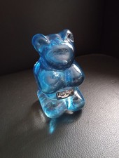 Vintage Presse Papier design Verre bleu forme petit ours Haribo  signé Leonardo 