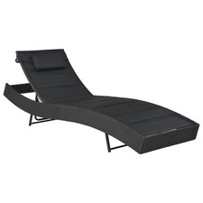Chaise Longue Résine Tressée Textilène Marron Noir Tansat de Jardin vidaXL