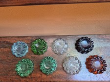 Lot 8 pieds Isolateurs de Piano verre Vert Ouraline Bleu Couleurs Rond 12 dents