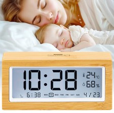 Réveil LED digitale aspect bois fonction date heure température taux humidité