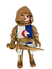 PLAYMOBIL chevalier LICORNE armure or  moyen age Knights