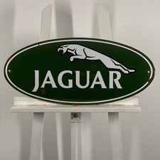 Plaque émaillée Jaguar - 63x29cm (24,8x11,4") - Vintage joli grand décor...