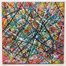 Tableau Acrylique SILVANO 50x50 cm FIREWORKS 3 2019 Chassis toile coton