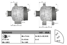 DENSO DAN2043 Alternateur pour ARMATRAC,BASAK,HATTAT,KIOTI,LANDINI,MASSEY FERGUS