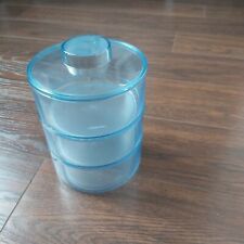 tupperware lot de 3 boîtes ronde bleu transparente et un couvercle vintage 
