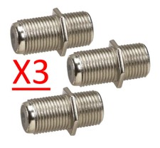 Lot de 3 Raccords / Adaptateur - Fiche F Femelle / Femelle Câble Satellite TNT 