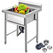 Évier Inox 1 Bac VEVOR Professionnel 93x61x60cm pour Cuisine et Plus