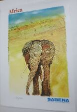Africa Sabena Belgian World Airlines Bergman Robert 1988 Affiche Originale