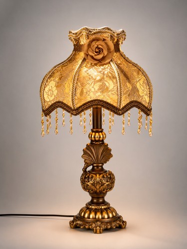 Lampe table dorée - lampe, vintage