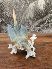 Oiseau Perruche  En Porcelaine De Saxe Karl Ens Tampon Vert