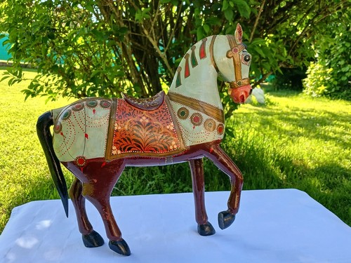Cheval bois ancienne statue - bois,