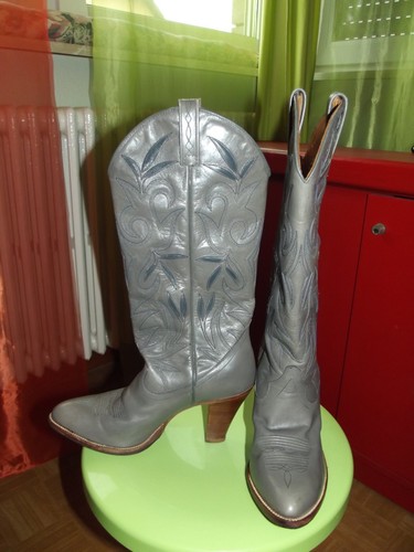 Bottes santiag cuir - bottes, gris