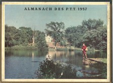 Calendrier Almanach des PTT 1957. Pêcheur. Sans feuillets intérieurs.