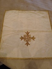 ANCIEN VOILE de Calice /soie blanc/broderie/RELIGIEUX/EGLISE/NO CHASUBLE/NO AUBE