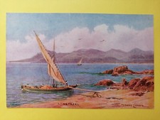 cpa Illustration Aquarelle signée Pierre COMBA Cannes L'ESTEREL Barque de Pêche