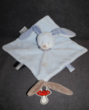 Doudou Plat Lapin Bleu NATTOU Attache Tétine Beige Poussin Alex Bibou Etat NEUF