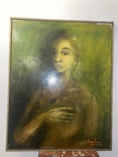 Tableau Ancien  kARAHAS Huile sur toile 30F 92x73  Portrait Sfumato École Slave