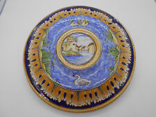 PLATEAU POUR AIGUIÈRE DÉCOR POISSON CYGNE EN FAÏENCE DE NEVERS E. GEORGES