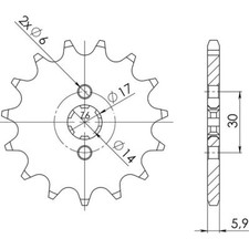 Pignon S+2 AC P420- Z14 Derbi Senda SM DRD E1R (SDR1HB) Ducati 50 03>03