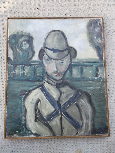 Ancien tableau portrait - portrait, soldat