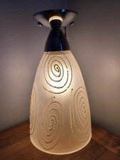 Plafonnier italien en verre et métal vintage