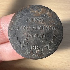 Pièce 5 Cinq Centimes Française De L’an 7 Sur 5 BB (Strasbourg)